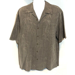 F. Rowe ( HOLD ' EM ) Button Down T Shirt 100% Silk Color Gray Size Large